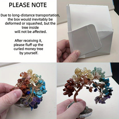 KC Chakra Tree — Wealth Tree with Natural Crystals and Agate Base (Spiritual Feng Shui)