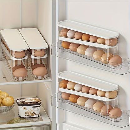 EggRoll LK — Porta Huevos Ajustable con Ruedas para Puerta de Refrigerador (Plástico Resistente, Apilable, Capacidad para 18 Huevos)