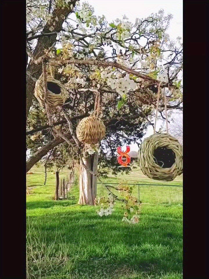 2pcs/3pcs/4pcs Hand Woven Hummingbird Nest House - Perfect for Outdoor Garden and Yard, Ball Shape Design for Comfortable Nesting