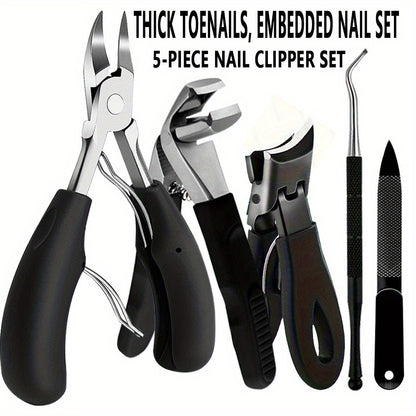 SteelCare Pro — Set de 5 Cortauñas Reforzados