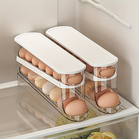 EggRoll LK — Porta Huevos Ajustable con Ruedas para Puerta de Refrigerador (Plástico Resistente, Apilable, Capacidad para 18 Huevos)