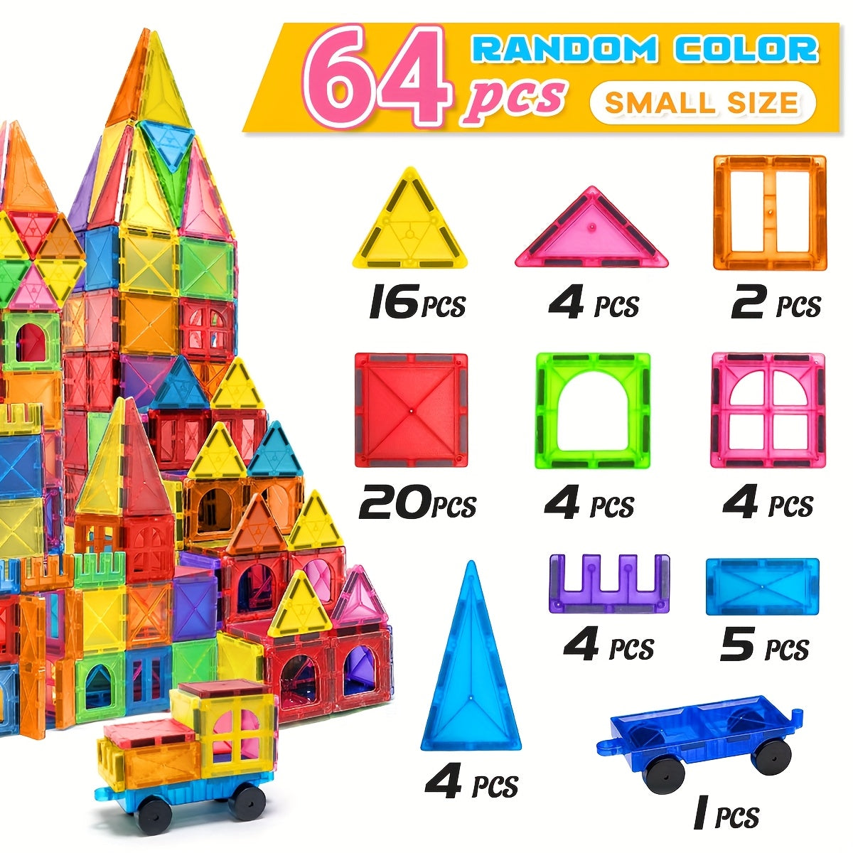 Magnetic Blocks 3D Magnet Building Blocks Set, STEM Educational Toys, Stacking & Puzzle Playset, Ideal Birthday Gift for 3+ Years Old, Creative Play Vibrant Construction Set Durable ABS Material