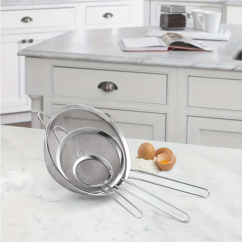 Stainless Steel Skimmer Strainer, Large Kitchen Mesh for Draining Noodles, Fruits, Juice & Soy Milk