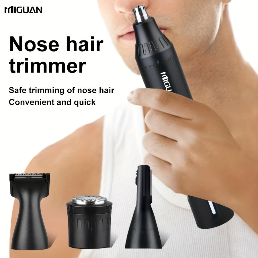 4-in-1 Professional Hair Clipper Kit USB Rechargeable Nose Ear Hair Trimmer, Beard Eyebrow Razor, Men's Grooming Tool, Black, 500mAh Battery, Personal Care Essential |Sleek Black Design Durable Construction, Haircut Must-Have