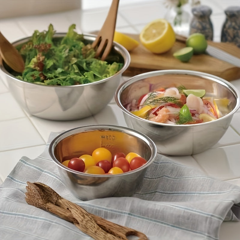 5-Piece Stainless Steel Mixing Bowl Set with Non-Slip Base - Durable, Food-Safe Bowls for Kitchen Use