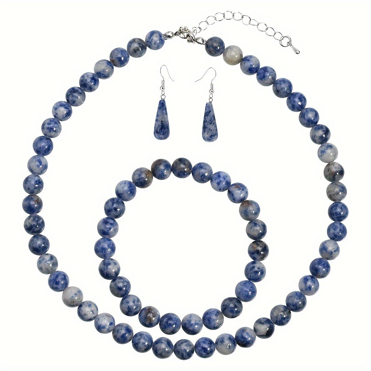 Ocean Spirit — Set de Collar, Pulsera y Aros con Piedras Azules