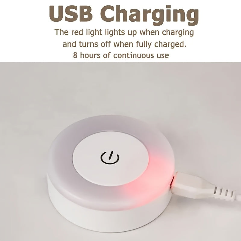 Modern LED Touch Night Light, Dimmable Bedside Lamp with Rechargeable 400mAh Lithium Battery, Warm/Cool White Light, Plastic Shade, Freestanding Design for Bedroom, Hallway, Living Room, Washroom, Closet - Battery-Powered & A