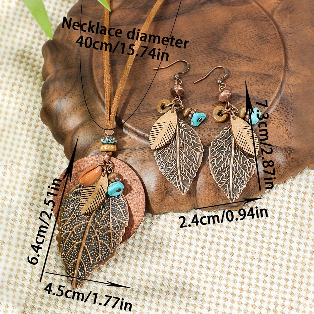 Boho Leaf — Set de Joyería Étnica Vintage (3 Piezas)