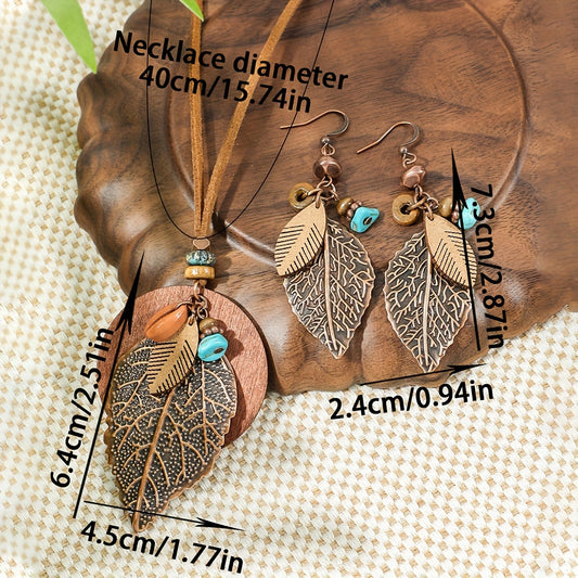 Boho Leaf — Set de Joyería Étnica Vintage (3 Piezas)