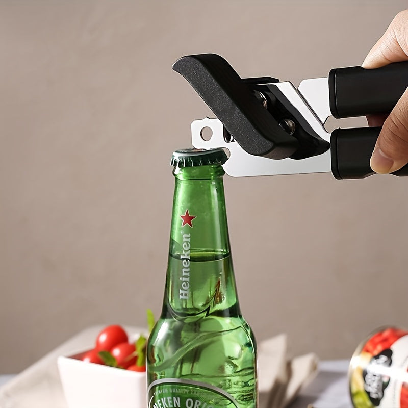 3-in-1 Stainless Steel Can Opener, Multi-Functional Manual Opener with Strong Grip, Ergonomic Design, Ideal for Home, Restaurant, Kitchen Use, No Power Required