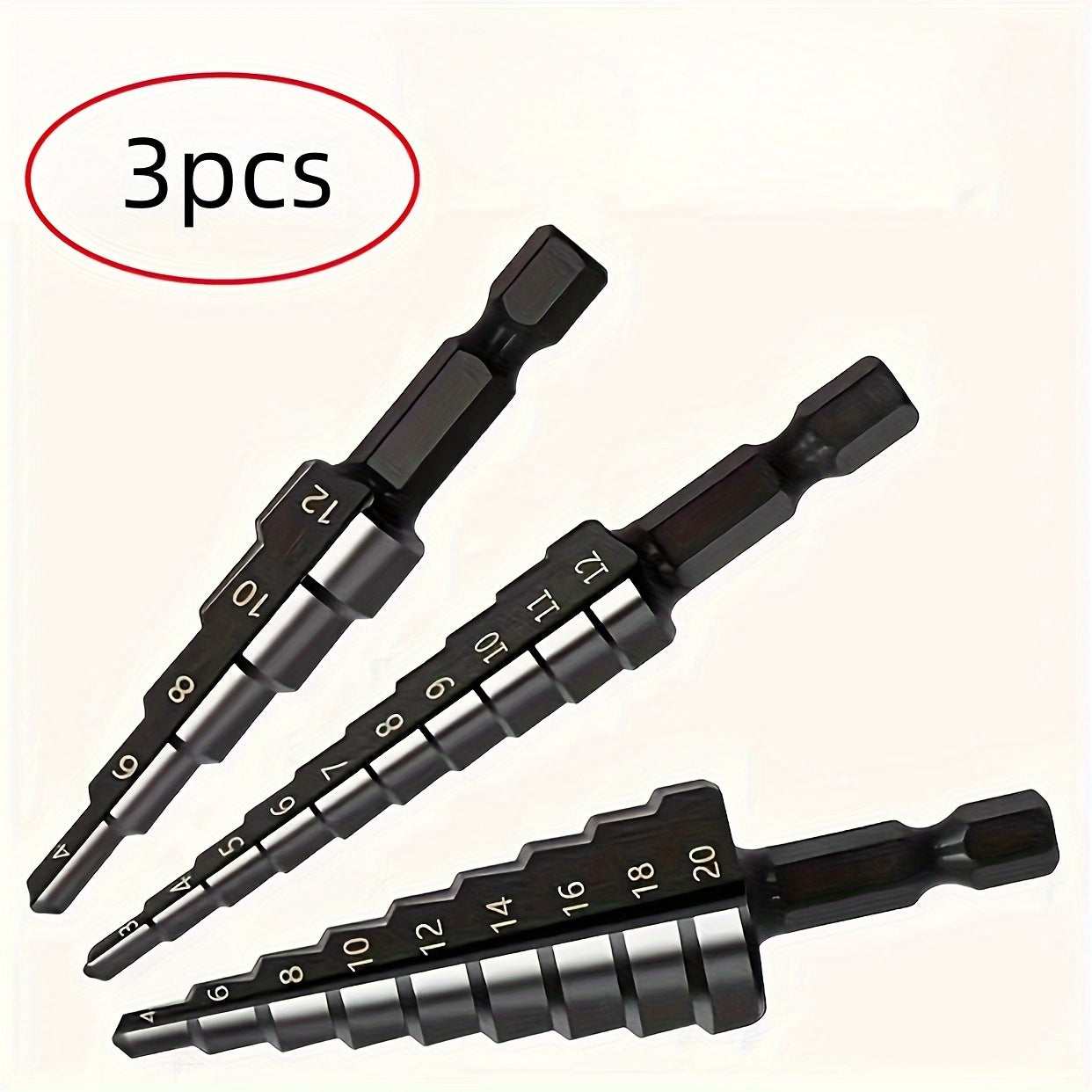 Cobalt Alloy Step Drill Bit Set (3pcs) | 24 Sizes | Conical Drill Bits with Titanium Coating | Suitable for Metal, Stainless Steel, Wood, Plastic | Highly Efficient Drilling And Enlarging