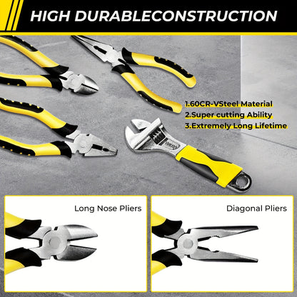 IronGrip 4X — Set de Herramientas Multifuncionales: Alicates y Llave para Reparaciones Domésticas y Automotrices
