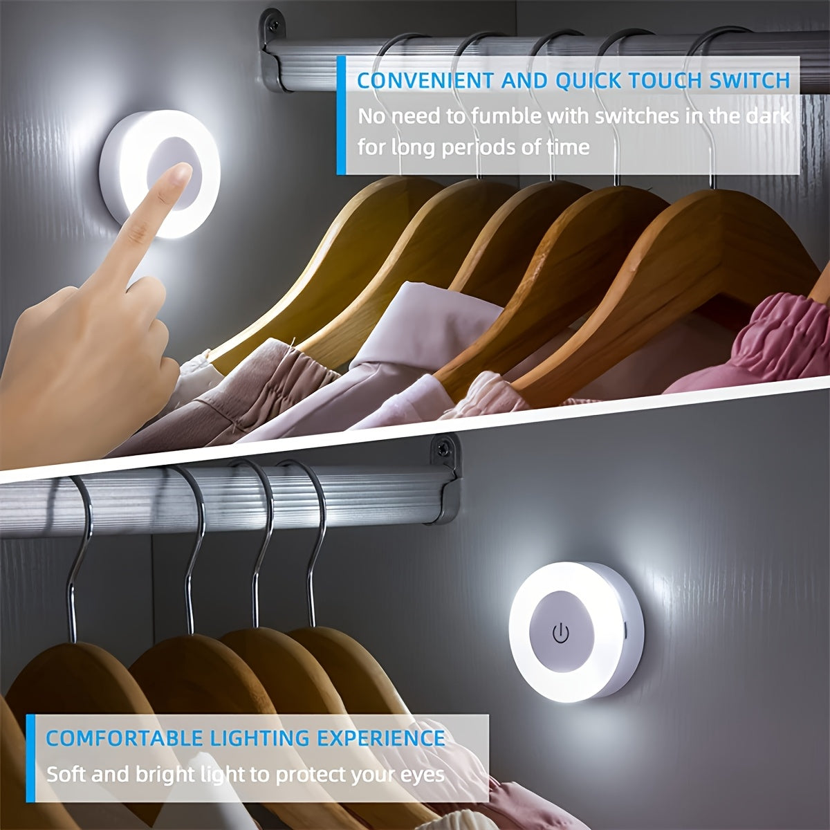 Modern LED Touch Night Light, Dimmable Bedside Lamp with Rechargeable 400mAh Lithium Battery, Warm/Cool White Light, Plastic Shade, Freestanding Design for Bedroom, Hallway, Living Room, Washroom, Closet - Battery-Powered & A