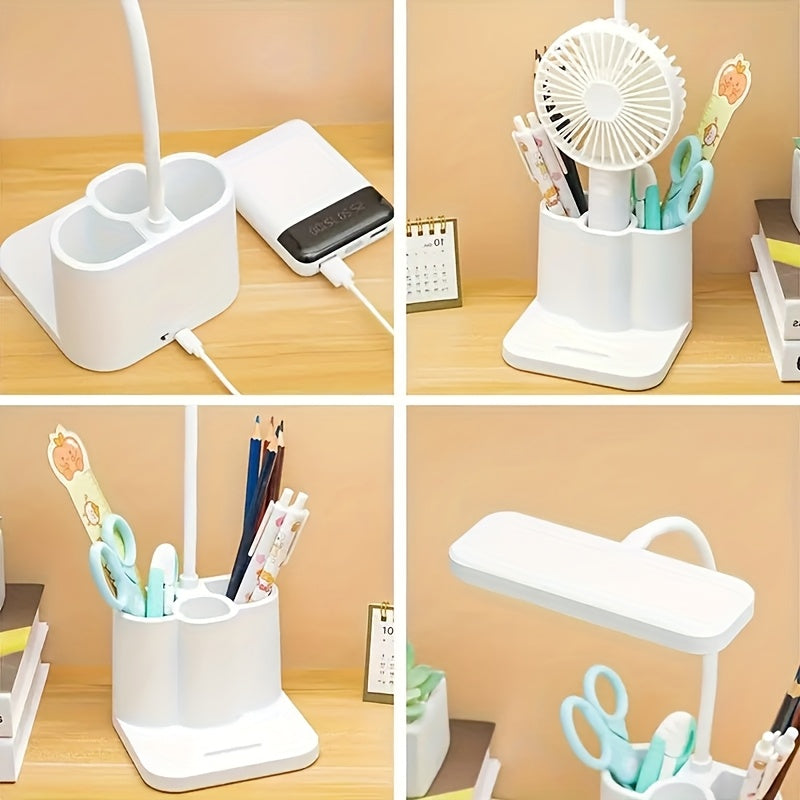 Rechargeable LED Desk Lamp with Adjustable Brightness, USB Charging 5V, Touch Control, Polished White Finish - Ideal for Reading, Music, Office & Study, Desk Lamp for Desk