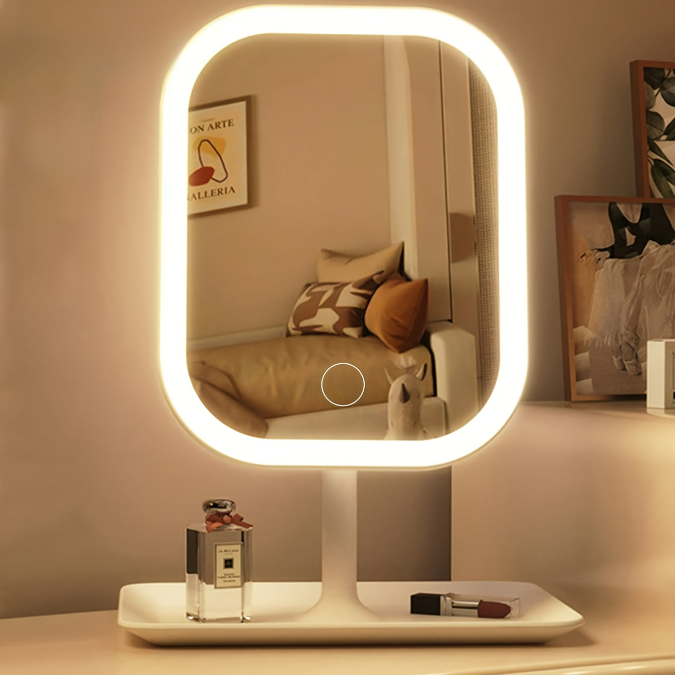 GlowFold — Espejo de Maquillaje LED Compacto con Control Táctil (3 Modos de Luz)