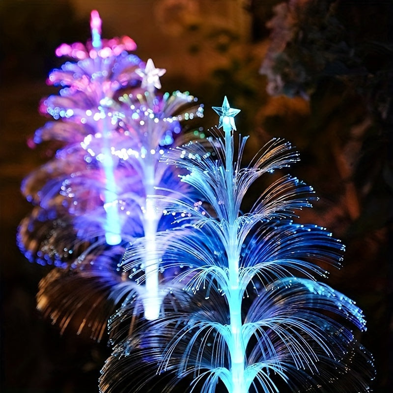 2pcs Solar Five-layer Jellyfish Star Lights, Seven-color Christmas Tree Lights, Outdoor Garden Lawn Floor Flower Arrangement Decoration Lights, Yard Festival Atmosphere Party Decoration Atmosphere Lights
