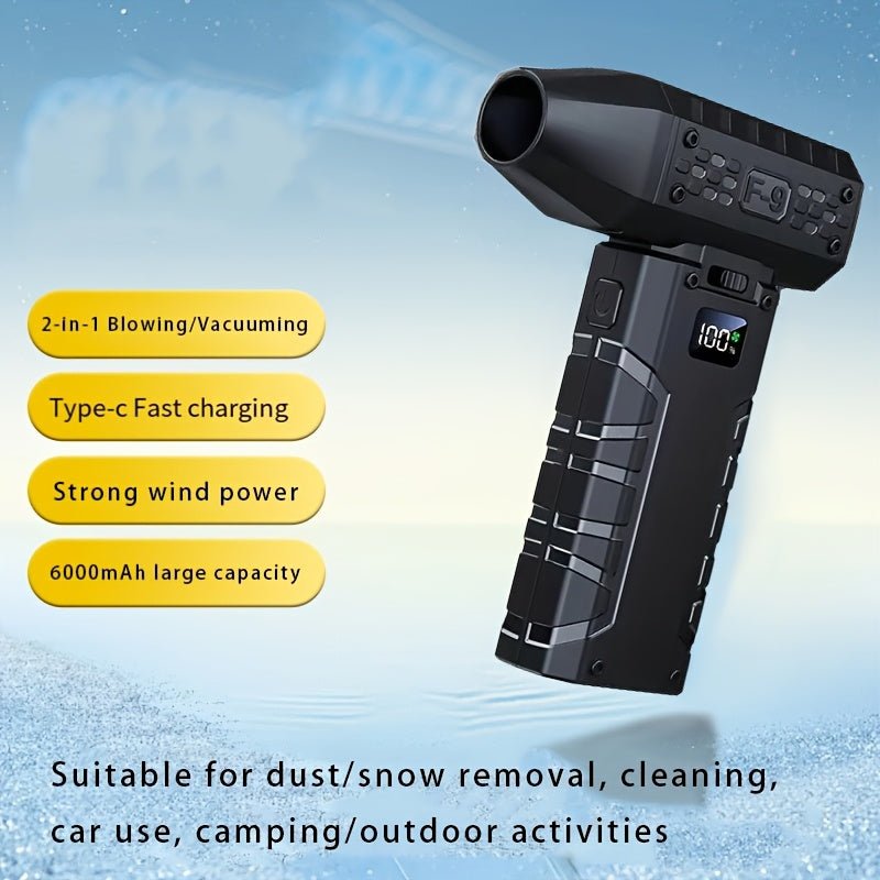 Multifunctional Handheld Wireless Fan, 100-Speed Adjustable, Type-C USB Rechargeable, High-Speed Electric Air Blower for Cleaning, with Lithium Battery, Suitable for Vehicles and Home Use, Thin Air Blower | USB Rechargeable