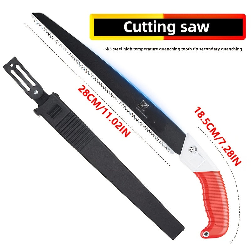 1-Pack Heavy-Duty Manual handheld chainsaw - with Sharp Blade, Red Grip Handle for Tree Pruning, Logging, Firewood Cutting - Portable Chainsaw Saw for Professionals & Home Use - No Electricity Needed, Logging Equipment, Ergon