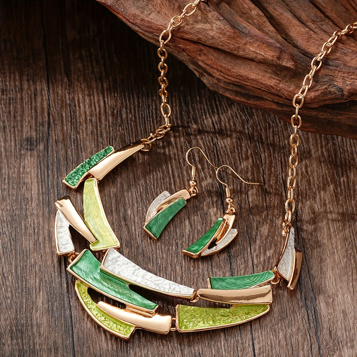 Geometric Link Earrings and Necklace Set: Vintage Bohemian Style, Zinc Alloy Material, Suitable for Daily Wear and Parties