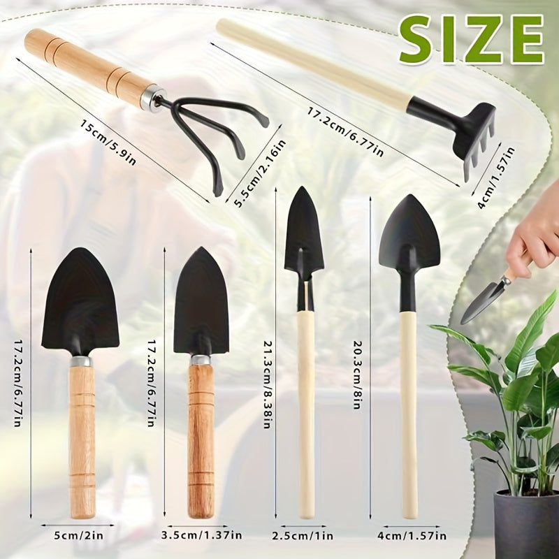 6pcs Mini Small Gardening Tools for Home Use, Suitable for Growing Vegetables, Enhancing Garden Aesthetics, Loosening Soil, Flower Digging, Arranging Potted Plants, And Small Shoveling Scoops and Rakes Mini Home Gardening Too
