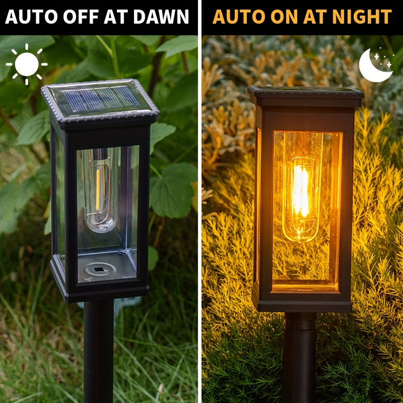 Two Packs of Solar Landscape Lights Warm Light Ground Pathway Decorative Yard IP54 Outdoor Lighting Ambiance Lamp