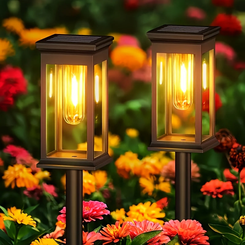 6 Solar Tungsten Filament Lawn Lamp Commercial Street and Area Lighting, Commercial Lighting for Outdoor Atmosphere Decoration-LED Lawn Lamp Suitable for Villa, Garden, Courtyard, Path and Terrace Landscape Lighting