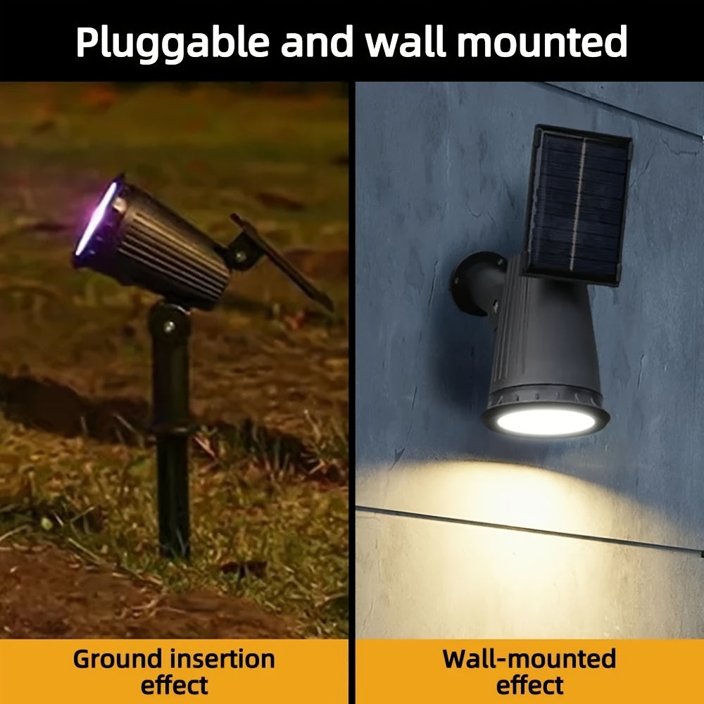 2pcs 9 LED Solar Spot Lights, IP65 Outdoor RGB Solar Landscape Lights Brightness Adjustable for Garden Yard Trees Backyard Driveway Patio Lawn Decoration Street Lamp Spotlight