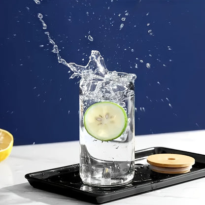 BrewJoy Set — Vasos de Vidrio con Tapa, Bombilla y Cepillo (4 Piezas)