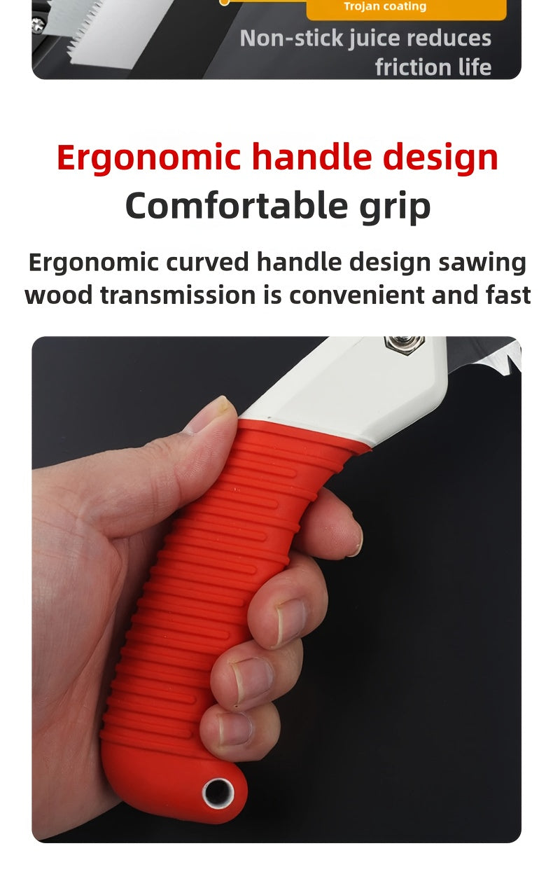 1-Pack Heavy-Duty Manual handheld chainsaw - with Sharp Blade, Red Grip Handle for Tree Pruning, Logging, Firewood Cutting - Portable Chainsaw Saw for Professionals & Home Use - No Electricity Needed, Logging Equipment, Ergon