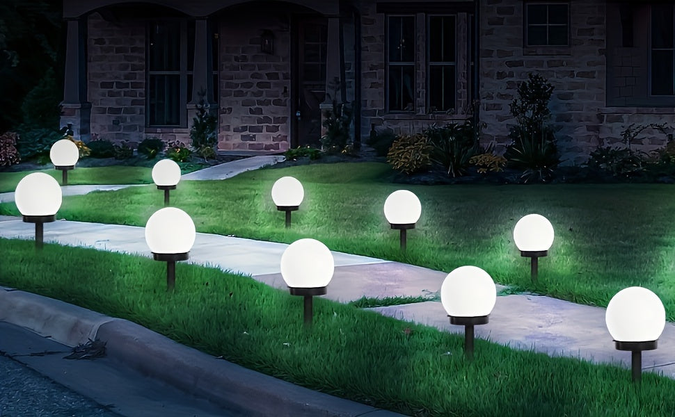 LumiSphere HB — Set de 8 Lámparas Solares LED Esféricas para Jardín (Blanco, Encendido Automático)