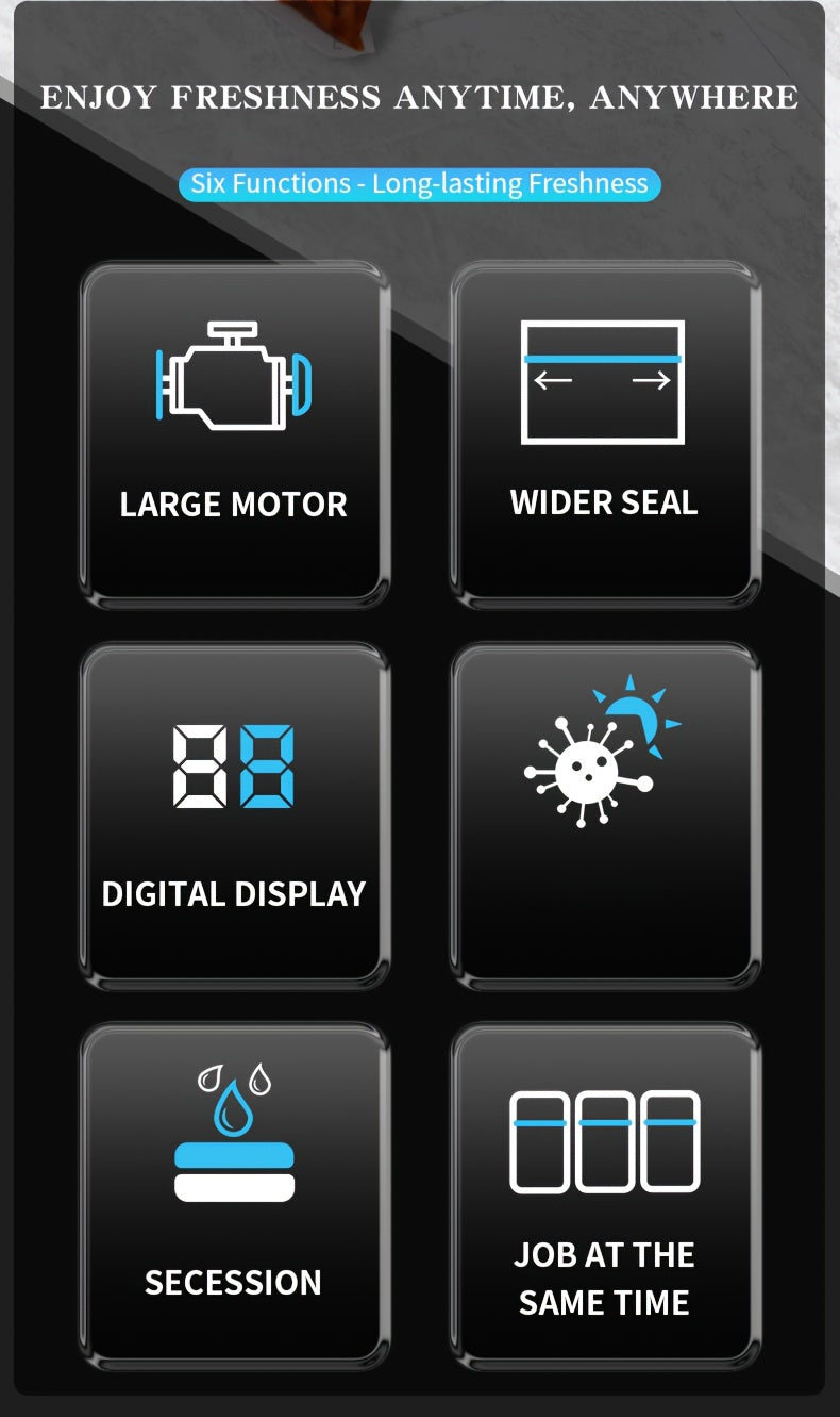 SealMate UU — Sellador Automático de Alimentos Inalámbrico con Pantalla Digital (USB Recargable, Compacto y Multifuncional)