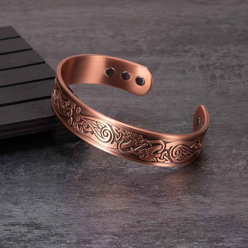 Set of two, copper alloy adjustable ring and bracelet set, Men's and Women's jewelry