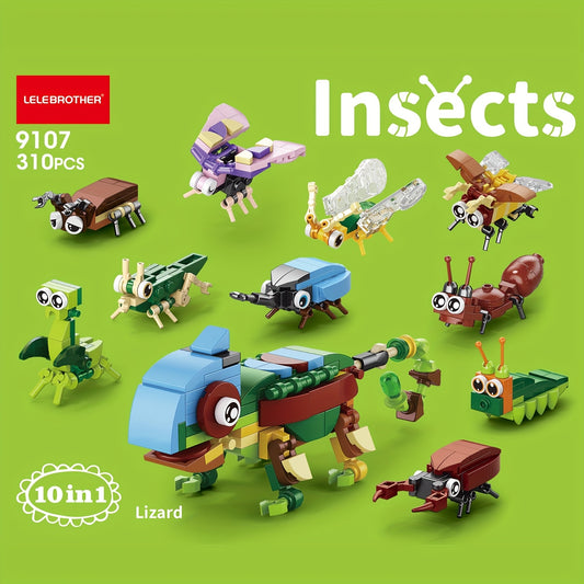 BugFusion ER — Set de Construcción 10-en-1 con Insectos Adorables (Colores Mixtos, Temática Animal)