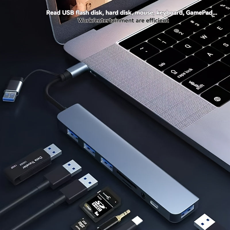 TechDock 8 — Estación de Conexión USB 3.0 Tipo-C para Laptop y PC (8 en 1)