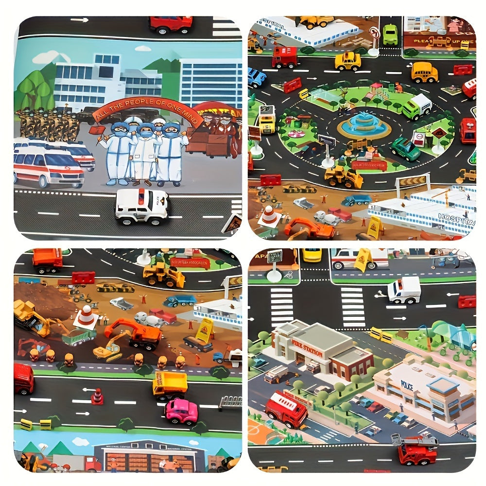 Popular Game City Theme City Traffic City Epidemic Prevention Engineering Map Field Scene Map Big Map Traffic Car Game Mat Non woven Fabric with Coating Waterproof and Moisture proof Mat
