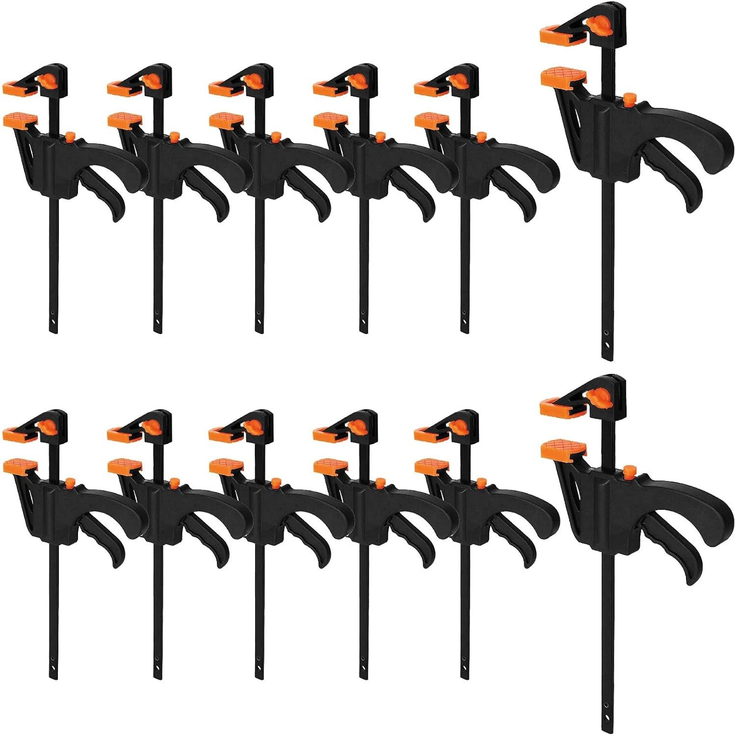 4pcs Woodworking Quick Clamps - Easy One-Hand Operation, 4-Inch Mini Ratchet Clamp with Dual Orange Trigger Handles, Metal Structure, Suitable for Crafts and Wood Glue, Carpentry Tools