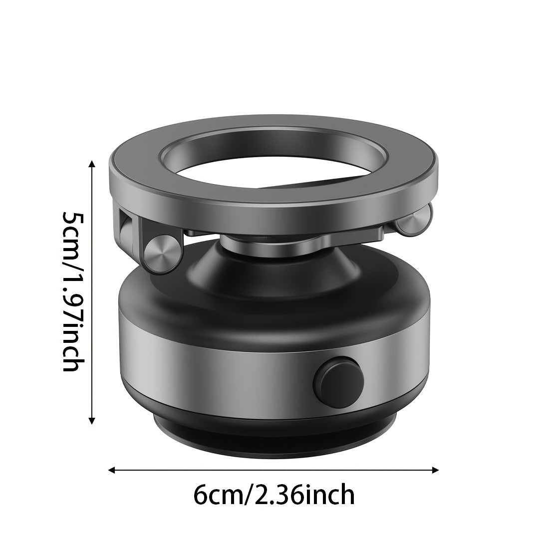 Dark Grey Magnetic Car Mount with 360° Rotation - Durable Aluminum Alloy, Strong Adhesion, Adjustable Stand for iPhone and Android Devices, Perfect for Live Streaming in Car, Gym, Mirror, Smooth Surface, Includes Magnetic Lo