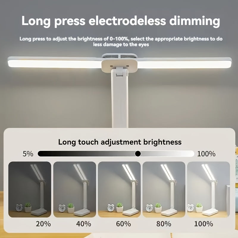 Multifunctional Dual-Head LED Desk Lamp with Touch Control, 3 Lighting Modes, USB Charging Port, and Dual Rockers - Ideal for Home Office, Dorm, Piano, and Nail Art, Home Office Desk Lamp
