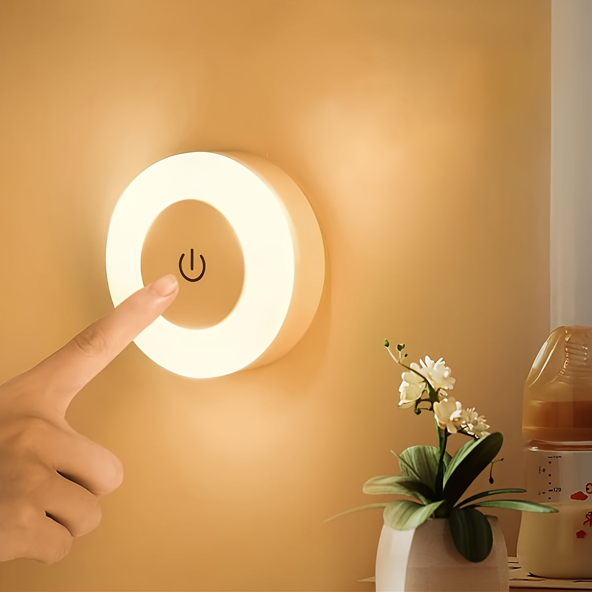 Modern LED Touch Night Light, Dimmable Bedside Lamp with Rechargeable 400mAh Lithium Battery, Warm/Cool White Light, Plastic Shade, Freestanding Design for Bedroom, Hallway, Living Room, Washroom, Closet - Battery-Powered & A