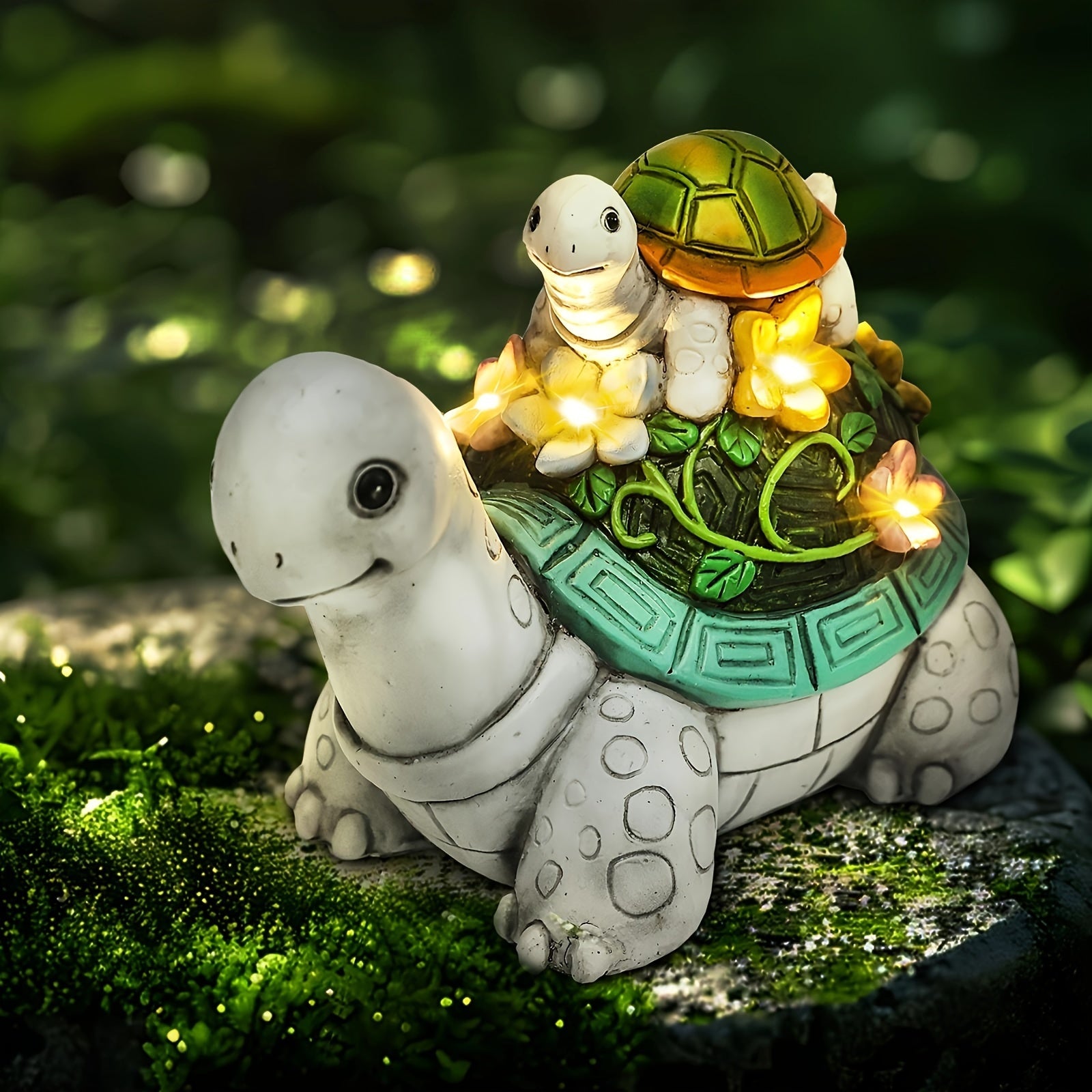 SAIKOGITL Solar-Powered Turtle Garden Statue with 7 LED Lights - Cute Resin Outdoor Decor for Patio, Lawn, and Porch, Ideal for New Year'S Day Celebrations, Garden Decoration | Festive Garden Statue | Solar Charged Lights, Ga