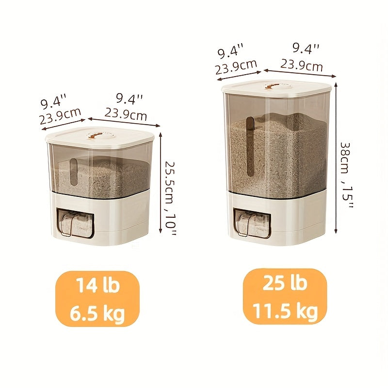 Airtight Food Storage Bin with Cup - 6.35/11.34 KG Sizes, Moisture & Pest Resistant for Rice, Grains, Pet Food - Kitchen Must-Have & Holiday Present, Rice Container Storage, Food Storage Containers, Rice Storage, Rice Storage