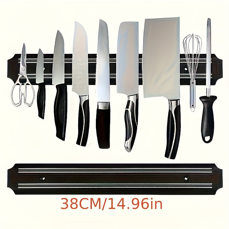8-Tool Capacity Black Magnetic Wall Mounted Knife Rack - Stylish Kitchen Organizer for Knives, Scissors & More - Durable Plastic, Perfect for Home & Restaurant Use, Kitchen Organization | Modern Kitchen Accessory | Durable Pl