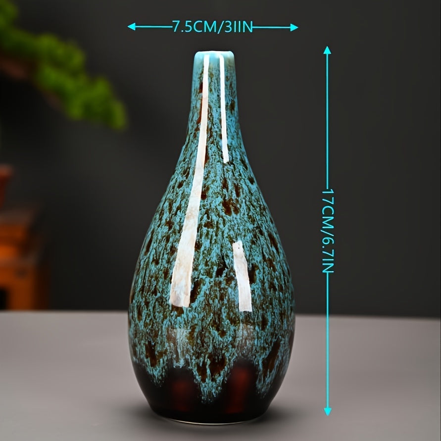 3pcs Blue Small Ceramic Flower Vases - Charming Matte Finish, Modern Boho Decor, Unique Mini Bud Vase Centerpieces For Home, Perfect For Coffee Table, Bookshelf, Mantel, Entrance