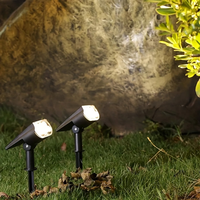 7LED Solar Powered Spotlight, Solar Charging, Wall Mount/Ground Stake Dual Use, Portable and Easy to Place, Landscape and Path Lighting, Flexible and Convenient Installation, Suitable for Porch, Fence, Yard Trees, Flower Beds