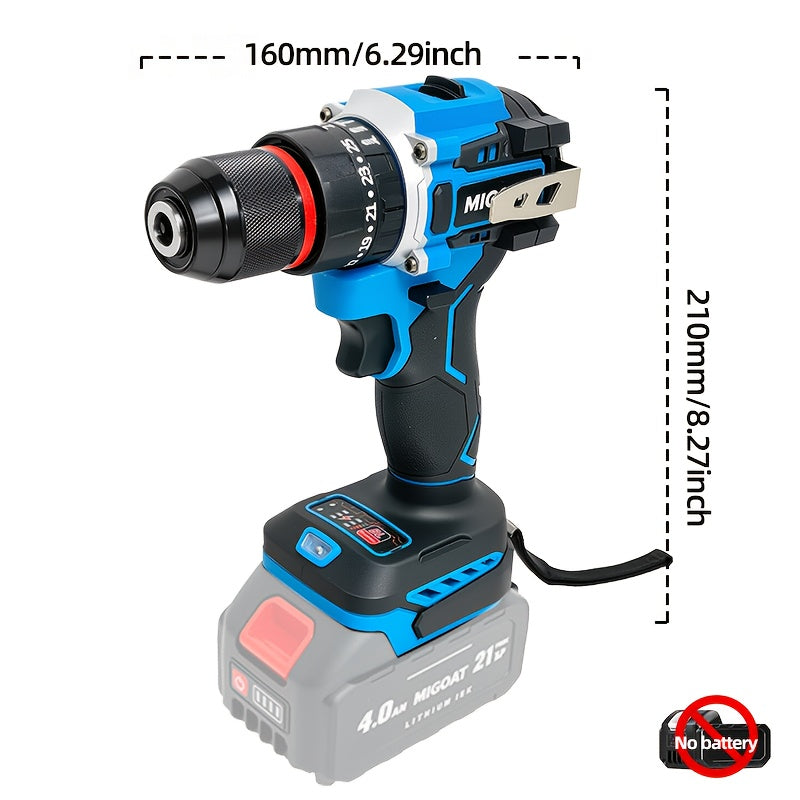 MIGOAT 410W Cordless Rechargeable Impact Drill - 10mm Chunk, 1/2 Inch, 1700rpm, 18V-20V-21V Battery, Ergonomic Handle, Durable Construction for DIY & Professional Use, Cordless Drill, Robust Tool Design, Sturdy Construction,