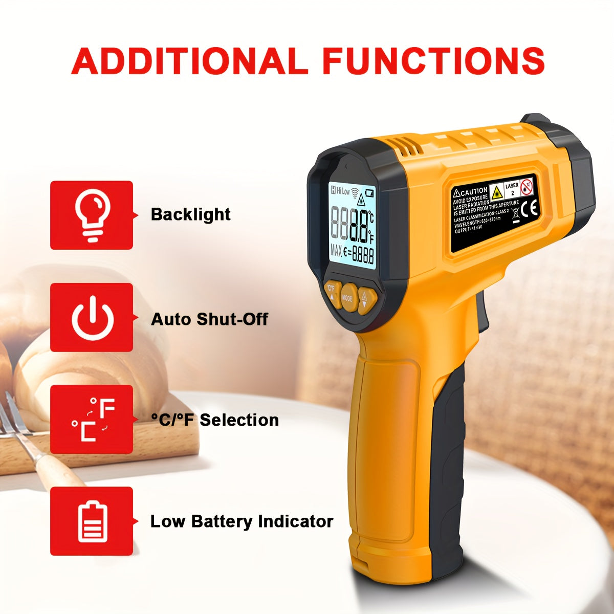 HeatScan PR — Termómetro Infrarrojo HYTAIS con Puntero Láser (Lectura Rápida, No Contacto, Pantalla Digital)