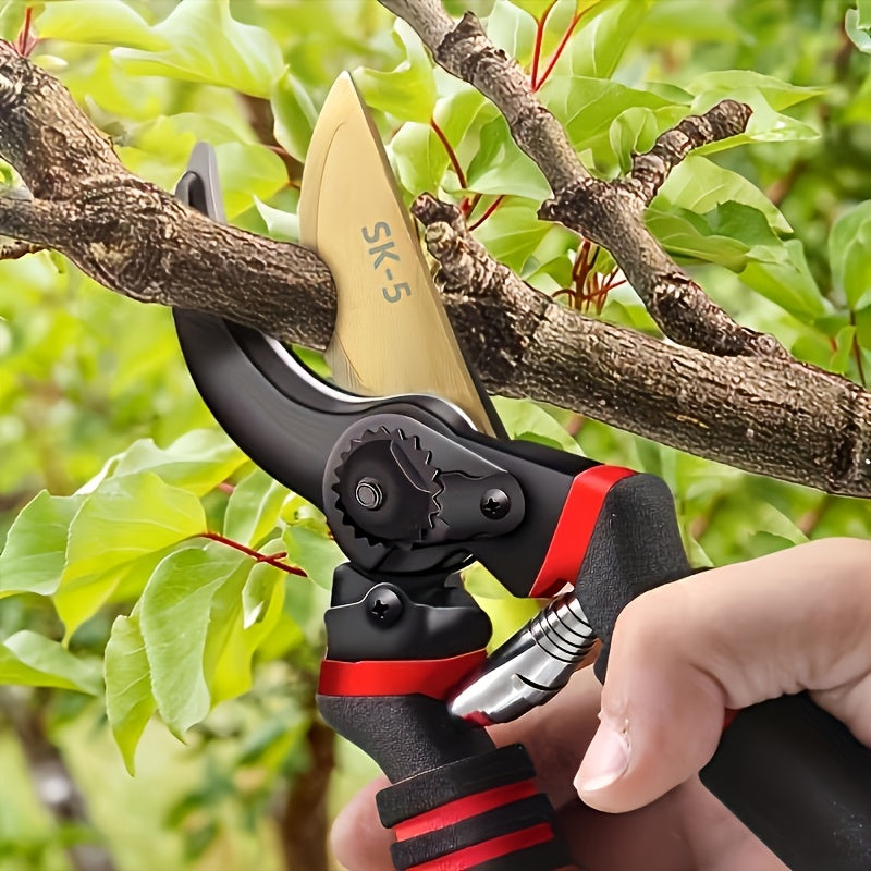 8.5-Inch Professional Bypass Pruning Shears - Ultra-Sharp Premium Garden Shears, Heavy-Duty Handheld Garden Fence Clippers with Ergonomic Black & Red Handles for Trimming Branches, Shrubs, and Hedges, Garden Shears for Cuttin