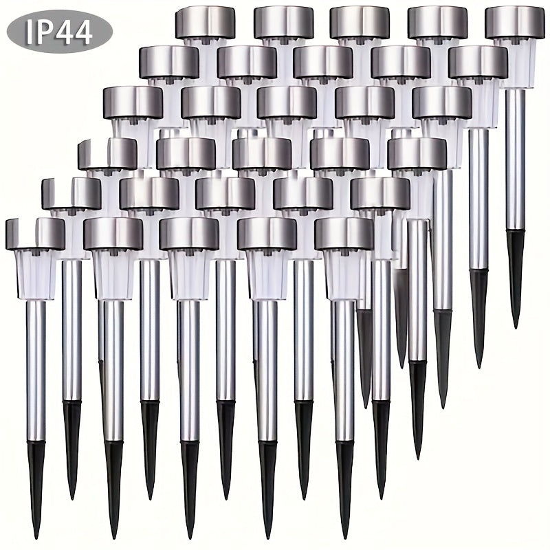10pcs Solar Stainless Steel Landscape Lights, Outdoor Solar Stick Lights for Patio, Lawn, Park, Garden, Terrace and Landscaping, Cool White