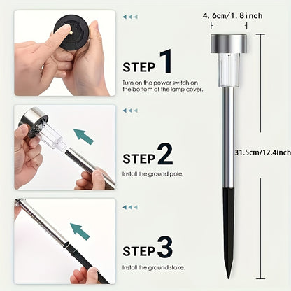 CrystalGlow Solar — Set de 10 Luces Solares de Jardín en Acero Inoxidable (Blanco Frío)