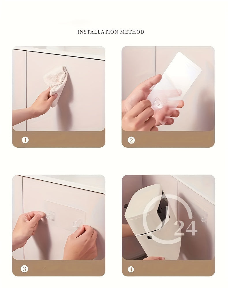 1pc Wall Mounted Trash Can, Household Large Capacity Living Room Toilet Good Appearance Horizontal With Lid Slim Garbage Can, Kitchen Accessories